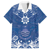 Wikin te Taetae ni Kiribati Family Matching Off Shoulder Maxi Dress and Hawaiian Shirt Pacific Tapa Pattern LT05 Dad's Shirt - Short Sleeve Blue - Polynesian Pride