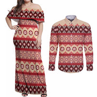Tonga Language Week Couples Matching Off Shoulder Maxi Dress and Long Sleeve Button Shirt Lea Faka-Tonga Everyday - Polynesian Pride