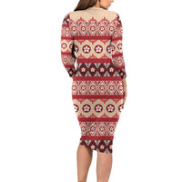 Tonga Language Week Long Sleeve Bodycon Dress Lea Faka-Tonga Everyday LT05 - Polynesian Pride