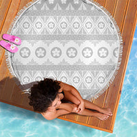 Tonga White Sunday Beach Blanket Tongan Ngatu Siale Pattern - Polynesian Pride