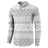 Tonga White Sunday Button Sweatshirt Tongan Ngatu Siale Pattern - Polynesian Pride