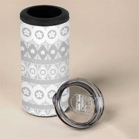 Tonga White Sunday 4 in 1 Can Cooler Tumbler Tongan Ngatu Siale Pattern - Polynesian Pride
