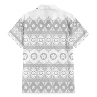Tonga White Sunday Family Matching Mermaid Dress and Hawaiian Shirt Tongan Ngatu Siale Pattern - Polynesian Pride