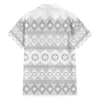 Tonga White Sunday Family Matching Short Sleeve Bodycon Dress and Hawaiian Shirt Tongan Ngatu Siale Pattern - Polynesian Pride