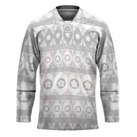 Tonga White Sunday Hockey Jersey Tongan Ngatu Siale Pattern - Polynesian Pride