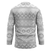 Tonga White Sunday Hockey Jersey Tongan Ngatu Siale Pattern - Polynesian Pride