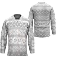 Tonga White Sunday Hockey Jersey Tongan Ngatu Siale Pattern - Polynesian Pride
