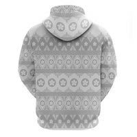 Tonga White Sunday Hoodie Tongan Ngatu Siale Pattern - Polynesian Pride