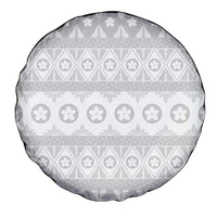 Tonga White Sunday Spare Tire Cover Tongan Ngatu Siale Pattern - Polynesian Pride