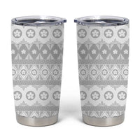Tonga White Sunday Tumbler Cup Tongan Ngatu Siale Pattern - Polynesian Pride