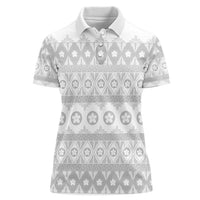 Tonga White Sunday Women Polo Shirt Tongan Ngatu Siale Pattern - Polynesian Pride