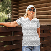 Tonga White Sunday Women Polo Shirt Tongan Ngatu Siale Pattern - Polynesian Pride