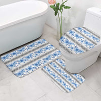 Samoa White Sunday Bathroom Set Samoan Tapa Blue Hibiscus - Polynesian Pride