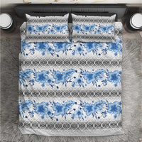 Samoa White Sunday Bedding Set Samoan Tapa Blue Hibiscus LT05 Blue - Polynesian Pride