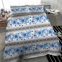 Samoa White Sunday Bedding Set Samoan Tapa Blue Hibiscus LT05 - Polynesian Pride