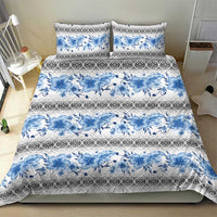 Samoa White Sunday Bedding Set Samoan Tapa Blue Hibiscus LT05 - Polynesian Pride