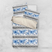 Samoa White Sunday Bedding Set Samoan Tapa Blue Hibiscus LT05 US Twin 172cm x 218cm Blue - Polynesian Pride