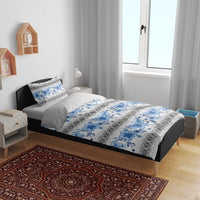 Samoa White Sunday Bedding Set Samoan Tapa Blue Hibiscus LT05 - Polynesian Pride