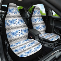 Samoa White Sunday Car Seat Cover Samoan Tapa Blue Hibiscus - Polynesian Pride
