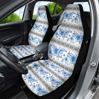 Samoa White Sunday Car Seat Cover Samoan Tapa Blue Hibiscus - Polynesian Pride