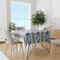 Samoa White Sunday Tablecloth Samoan Tapa Blue Hibiscus - Polynesian Pride