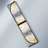 Samoa White Sunday Auto Sun Shade Samoan Tapa Yellow Hibiscus - Polynesian Pride