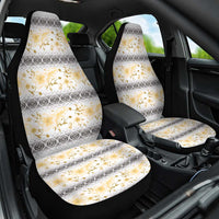 Samoa White Sunday Car Seat Cover Samoan Tapa Yellow Hibiscus - Polynesian Pride