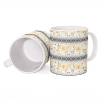Samoa White Sunday Ceramic Mug Samoan Tapa Yellow Hibiscus - Polynesian Pride