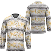 Samoa White Sunday Hockey Jersey Samoan Tapa Yellow Hibiscus - Polynesian Pride