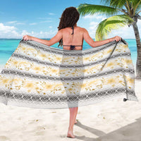 Samoa White Sunday Sarong Samoan Tapa Yellow Hibiscus - Polynesian Pride