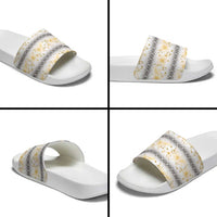 Samoa White Sunday Slide Sandals Samoan Tapa Yellow Hibiscus - Polynesian Pride