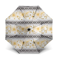 Samoa White Sunday Umbrella Samoan Tapa Yellow Hibiscus - Polynesian Pride