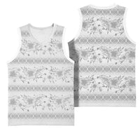 Samoa White Sunday Basketball Jersey Samoan Tapa White Hibiscus - Polynesian Pride