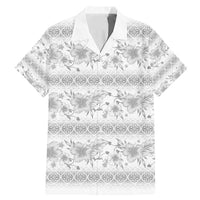 Samoa White Sunday Family Matching Mermaid Dress and Hawaiian Shirt Samoan Tapa White Hibiscus - Polynesian Pride