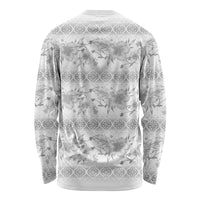 Samoa White Sunday Long Sleeve Shirt Samoan Tapa White Hibiscus - Polynesian Pride