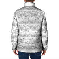 Samoa White Sunday Padded Jacket Samoan Tapa White Hibiscus - Polynesian Pride