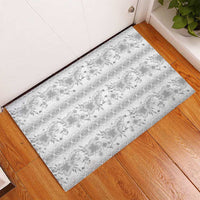 Samoa White Sunday Rubber Doormat Samoan Tapa White Hibiscus - Polynesian Pride