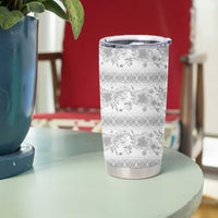 Samoa White Sunday Tumbler Cup Samoan Tapa White Hibiscus - Polynesian Pride