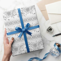 Samoa White Sunday Wrapping Paper Samoan Tapa White Hibiscus - Polynesian Pride