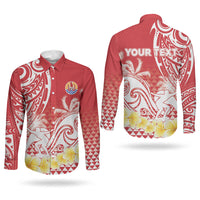 Personalised Tahiti Surfing Couples Matching Puletasi and Long Sleeve Button Shirt Polynesian Style LT05 - Polynesian Pride