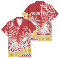 Personalised Tahiti Surfing Family Matching Off The Shoulder Long Sleeve Dress and Hawaiian Shirt Polynesian Style LT05 Dad's Shirt - Short Sleeve Red - Polynesian Pride