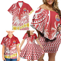 Personalised Tahiti Surfing Family Matching Off Shoulder Short Dress and Hawaiian Shirt Polynesian Style LT05 - Polynesian Pride