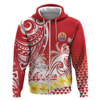Personalised Tahiti Surfing Hoodie Polynesian Style LT05 Zip Hoodie Red - Polynesian Pride