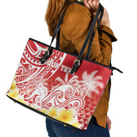 Personalised Tahiti Surfing Leather Tote Bag Polynesian Style LT05 - Polynesian Pride