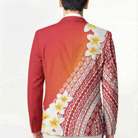 Tahiti Plumeria Tribal Pattern Blazer Wave Style Red LT05 - Polynesian Pride
