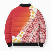Tahiti Plumeria Tribal Pattern Bomber Puffer Jacket Wave Style Red LT05 - Polynesian Pride