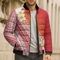Tahiti Plumeria Tribal Pattern Bomber Puffer Jacket Wave Style Red LT05 - Polynesian Pride