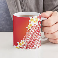 Tahiti Plumeria Tribal Pattern Ceramic Mug Wave Style Red LT05 - Polynesian Pride