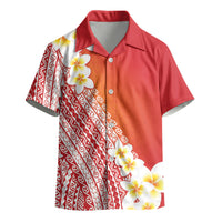 Tahiti Plumeria Tribal Pattern Kid Hawaiian Shirt Wave Style Red LT05 - Polynesian Pride