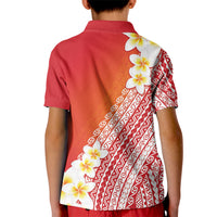 Tahiti Plumeria Tribal Pattern Kid Polo Shirt Wave Style Red LT05 - Polynesian Pride